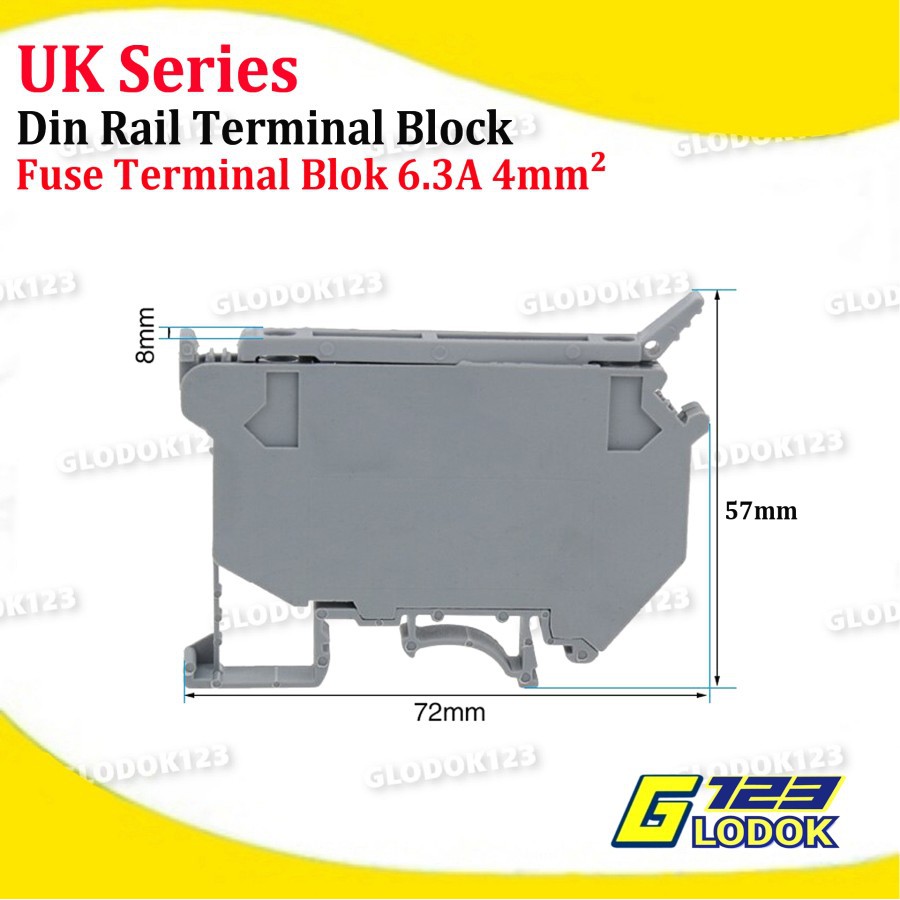 Fuse Terminal Block Blok Din Rail Konektor 0.2~4mm 800V 6.3A UK5 HESI