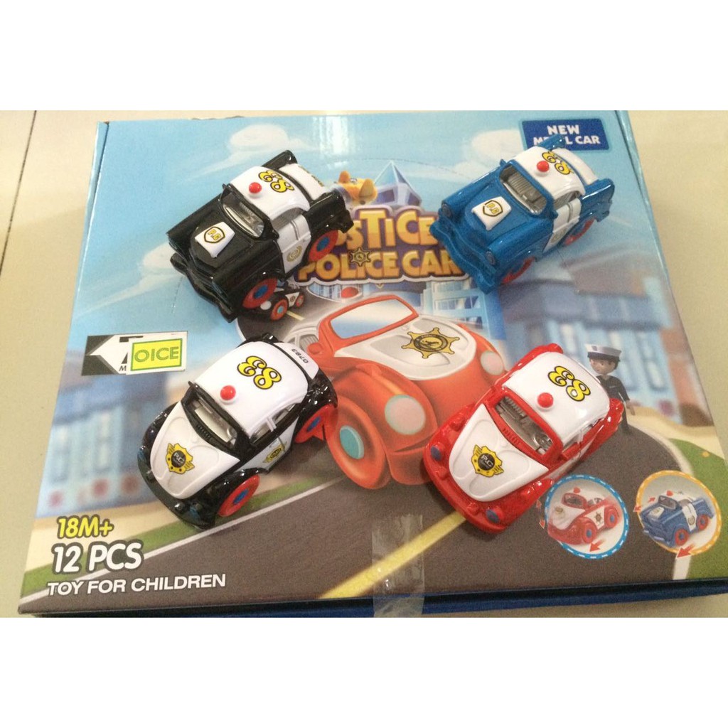 MAINAN DIE CAST JUSTICE POLICE  CAR PULL AND GO  COLOURFULL ISI 4 PCS
