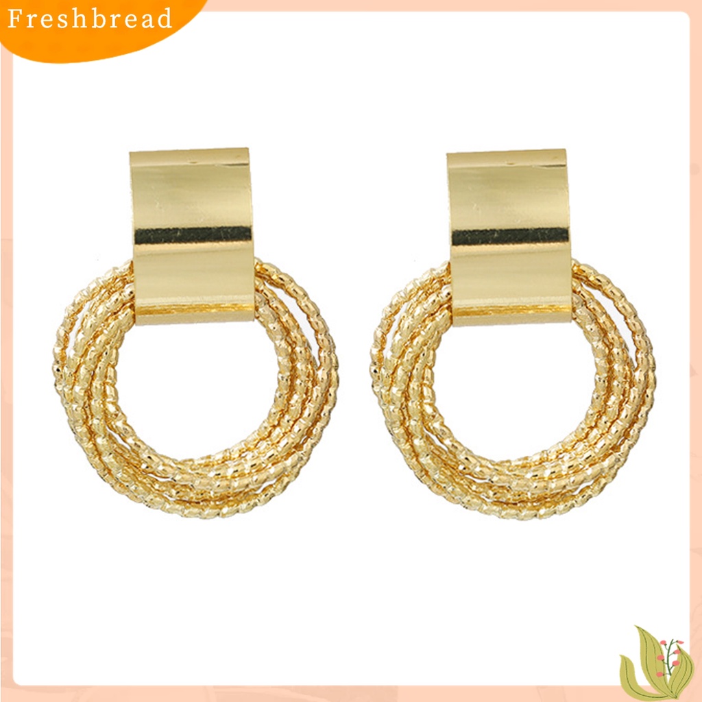 Terlaris 1 Pair Exquisite Women Multilayer Circle Golden Ear Stud Earring Jewelry Accessory