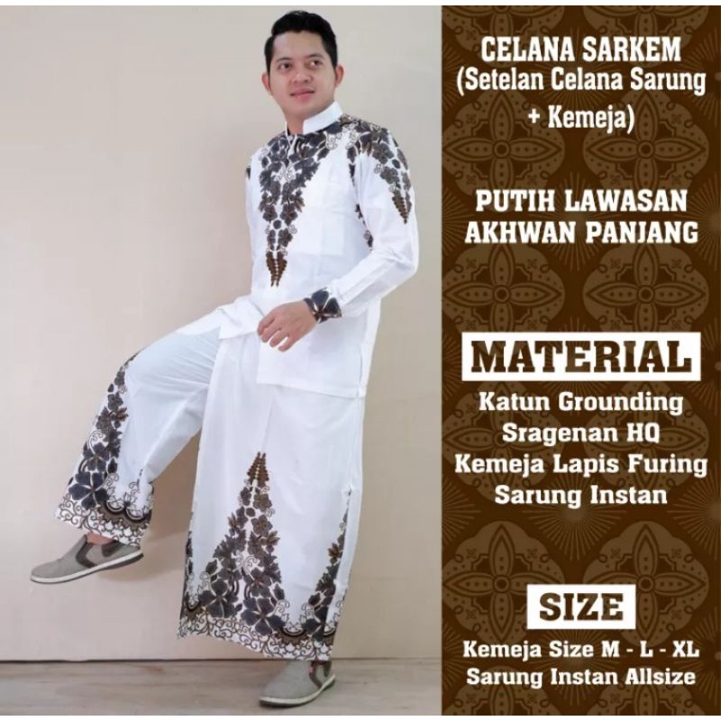 SARUNG CELANA SETELAN BAJU KEMEJA BATIK PRIA KOKO PUTIH LENGAN PANJANG DAN PENDEK KUALITAS PREMIUM .