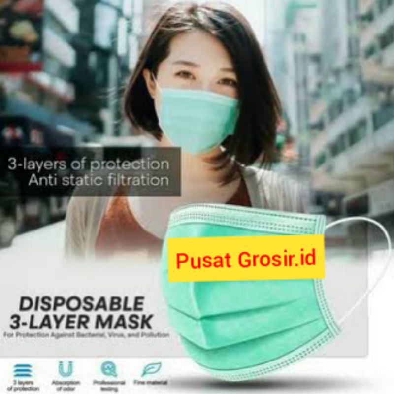 50 pcs Masker Disposable (GRATIS Pouch)