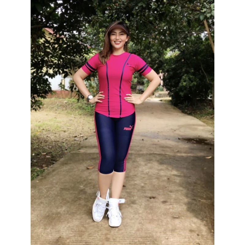 BEST SELLER SETELAN BAJU SENAM OLAHRAGA BASEBALL PINK NAVY / BAJU SENAM AEROBIK FITNESS ZUMBA