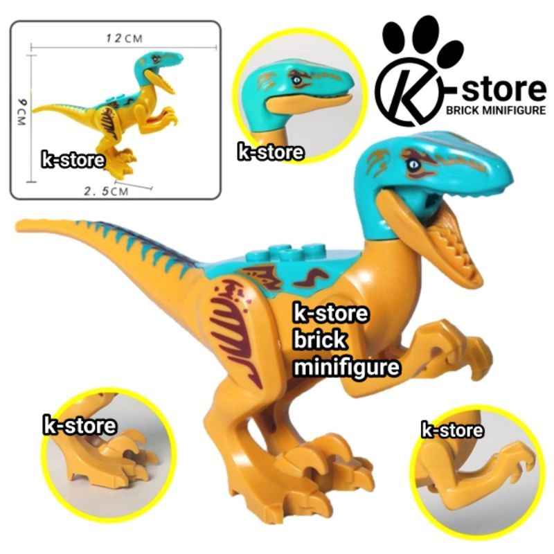 lego dinosaur raptor velociraptor tosca brown building block