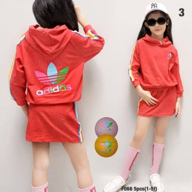 SETELAN ROK HOODIE ANAK ADIDAS HOODIE GIRLSET
