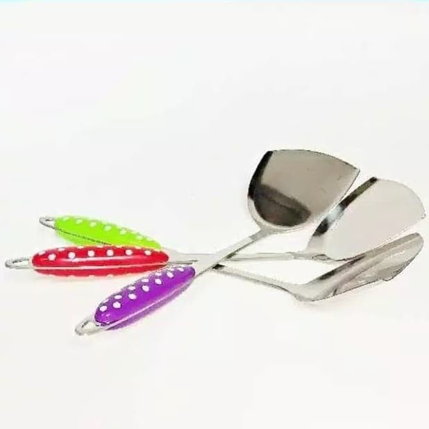 Irus Centong Sendok Sop & Sutil Spatula Sodet Penggorengan Stainless Steel gagang plastik Motif Polk