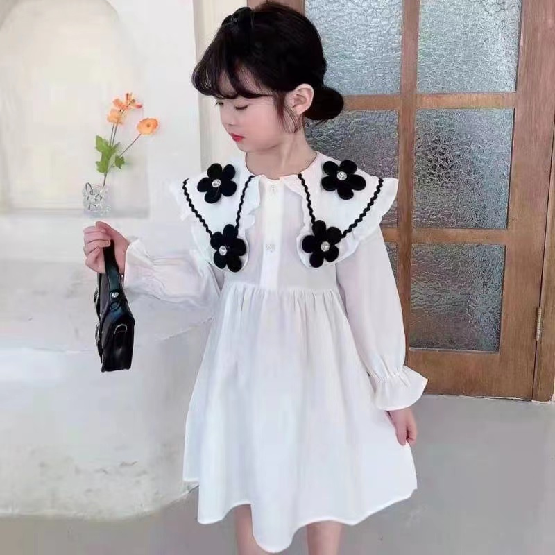 【Happy Baby】0-4Tahun QZ-91  Dress Motif Bungga anak perempuan/Gaun putri lengan panjang  Fashion Anak