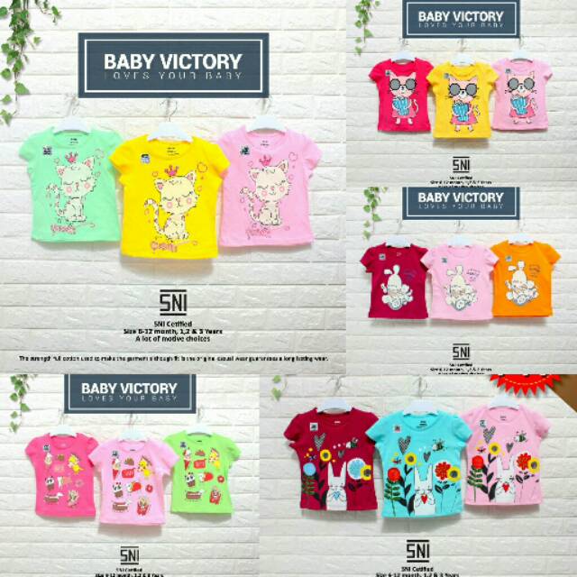  6bulan Baby  Victory  Kaos  Anak  Cewek size 6bulan Shopee 