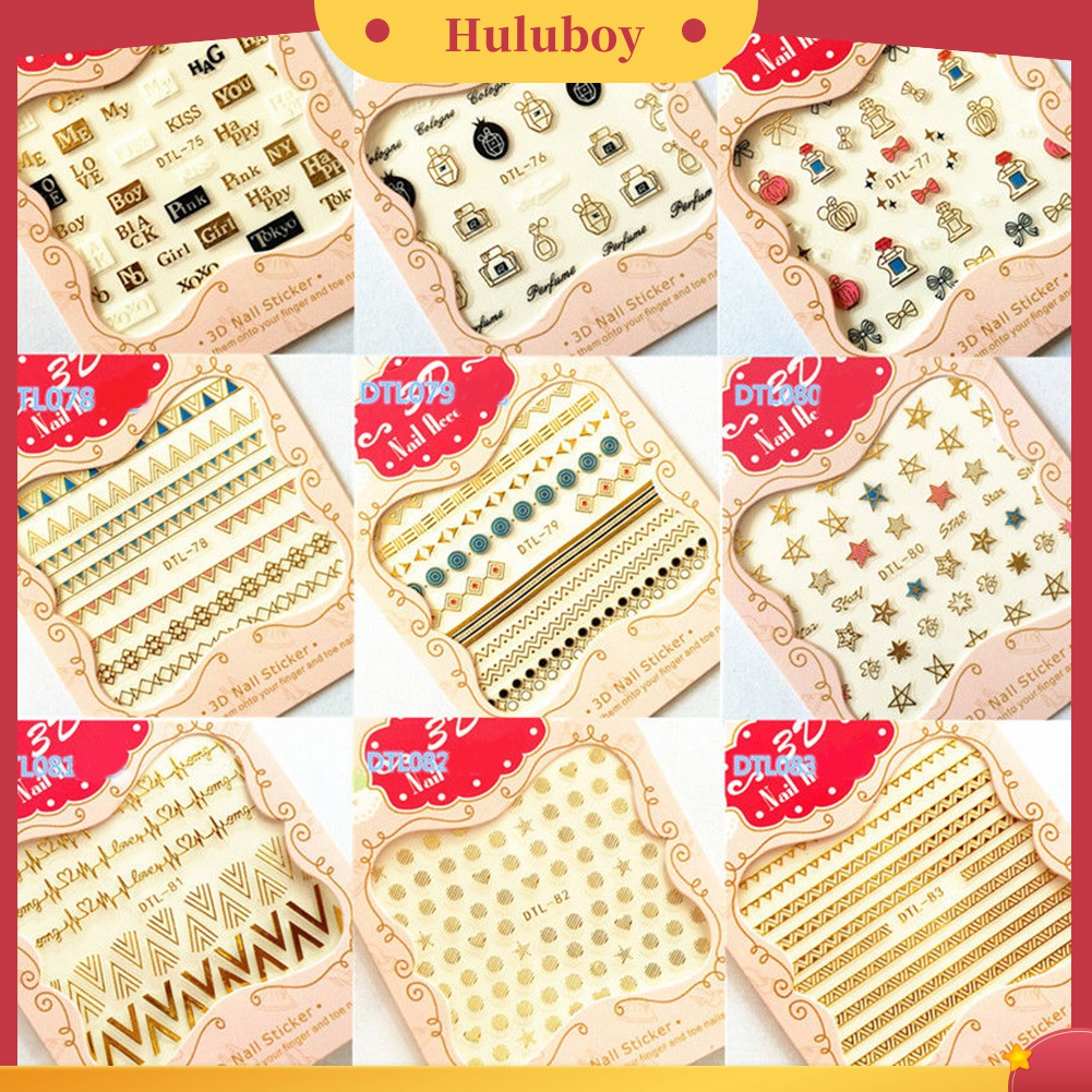 Huluboy Huluboy♡ Stiker Kuku Motif Tulisan Untuk Dekorasi Manicure DIY