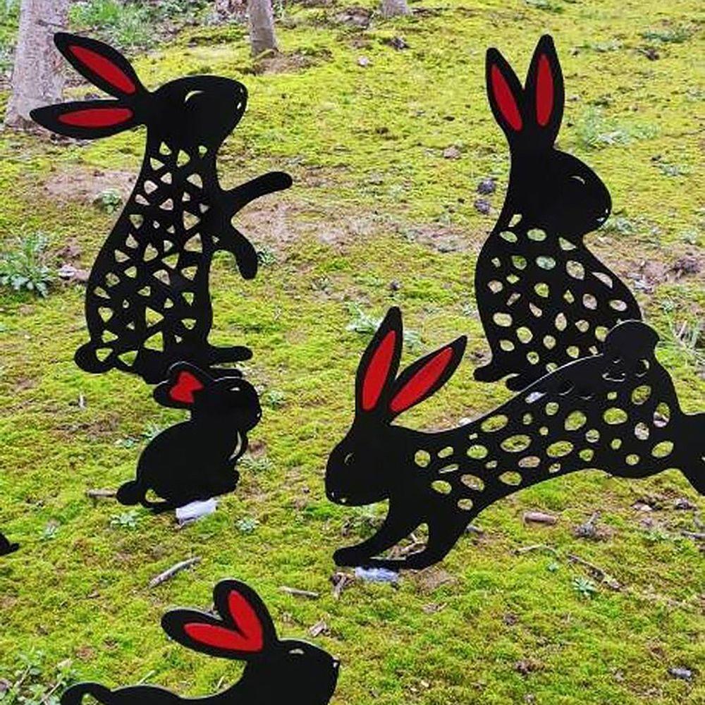 Solighter Rabbit Yard Art Dekorasi Halaman Belakang Akrilik Rabbit Art Berongga Keluar Easter Bunny