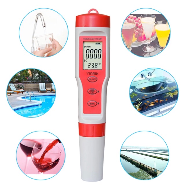EZ-9908 pH - TDS - EC - Temp Meter 4in1 Water Quality Tester Conductivity EZ9908 4 in 1 Alat Ukur Ku