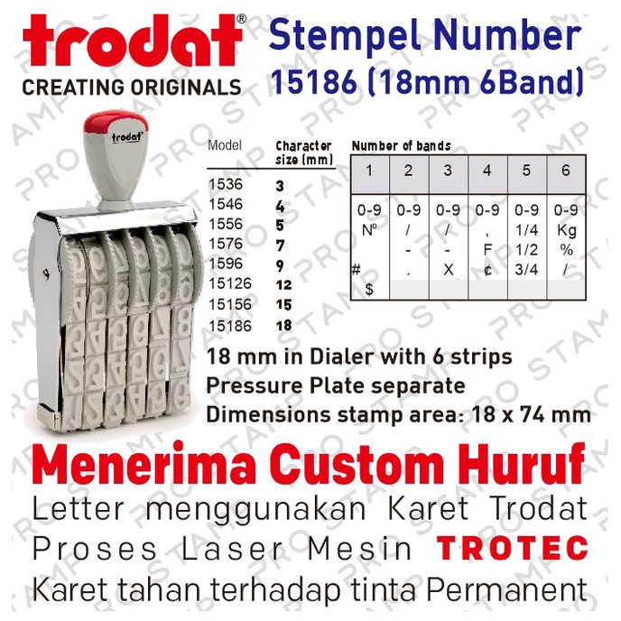 

Stempel Manual Angka 6 Digit 18mm / Trodat 15186