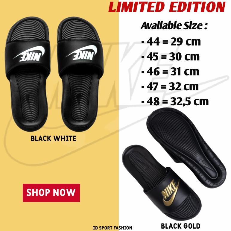[OSB. 27] Sandal Pria BIG SIZE 48 49 | Sendal Selop Pria Nike3 Benassi Full Black Gold | Sendal Selo