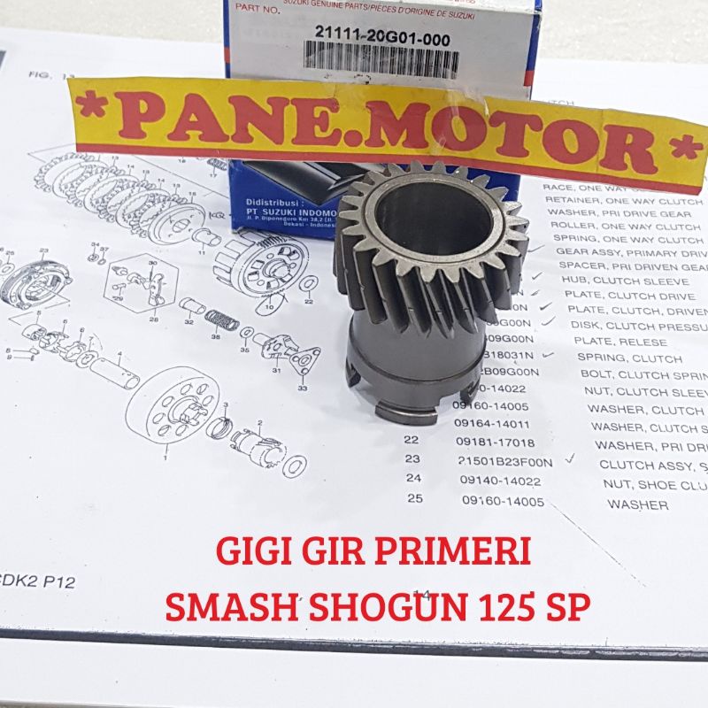 GEAR GIR PRIMARY DRIVE GIGI NANAS KOPLING GANDA SHOGUN 125 FD SP NEW FL RR NR AXELO ARASHI SMASH TIT