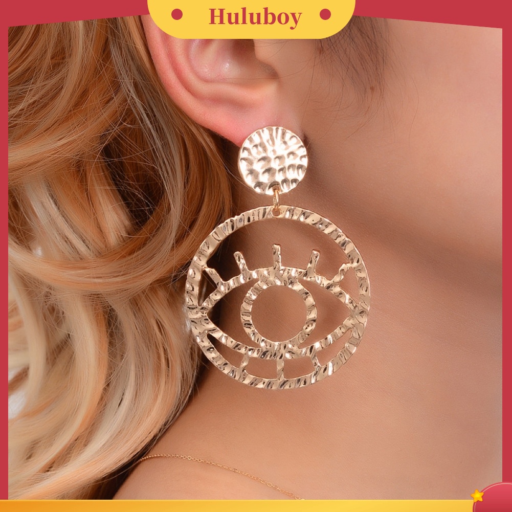 Hu Hu Hu Hu Hu Alat Bantu Pasang Kacamata♡ Anting Tusuk Bentuk Bulat Desain Mata Hollow Out Untuk Wanita