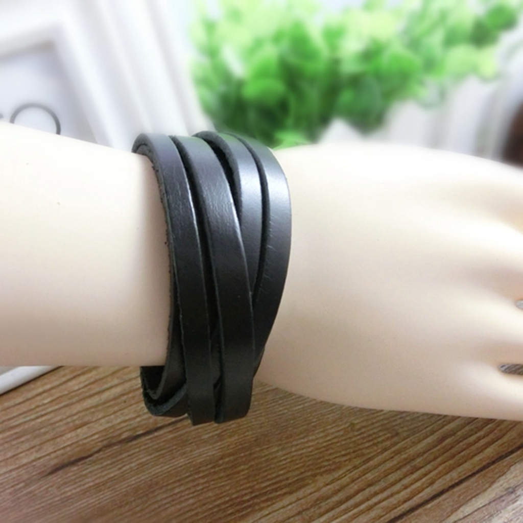 Hu Hu Hu Hu Hu Alat Bantu Pasang Kacamata♡ Gelang Multilayer Bahan Kulit Imitasi Gaya Punk