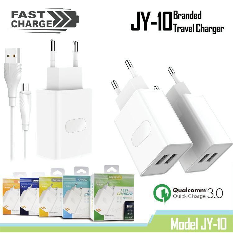 CHARGER SAMSUNG JY10 2USB 3A SMART ID FOR  MICRO ORIGINAL FAST CHARGING OPPO VIVO REALME XIAOMI