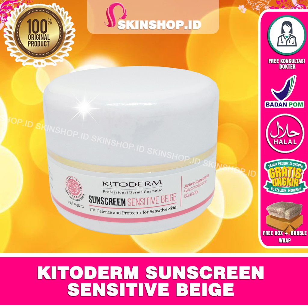 Kitoderm Sunscreen Sensitive Beige Cream 10gr Original / Krim Tabir Surya Kulit Sensitif BPOM Aman