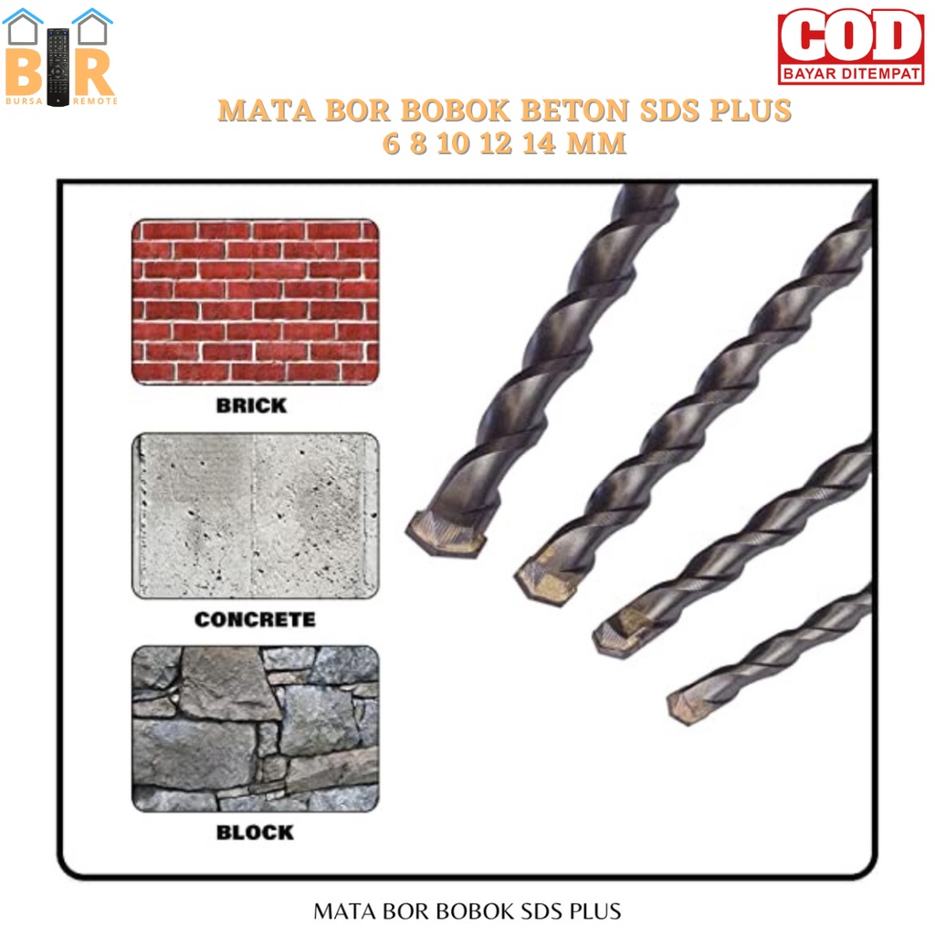 Mata Bor Bobok Beton Tembok Besi Sds Plus 6 8 10 12 14 16MM