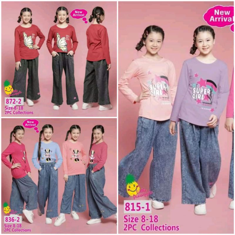 SP2437 (5-10TAHUN) LITTLE PINEAPPLE SET KULOT JEANS