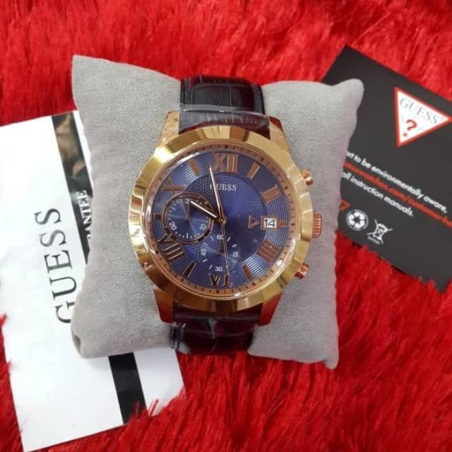 Jam Tangan Pria Guess W0669G2 Leather Kulit Original Murah