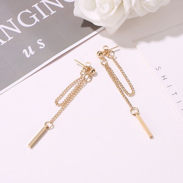 anting panjang long tassel simple chain earrings jan265 (3D3)