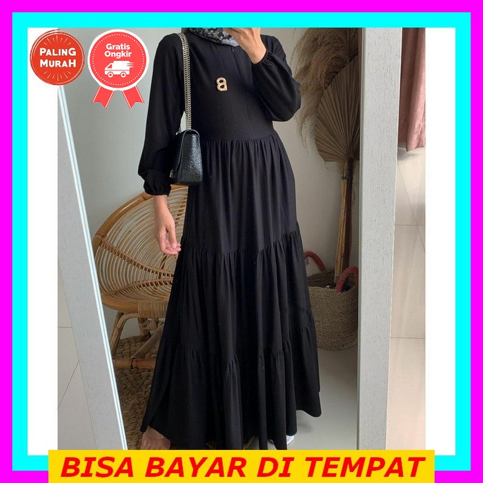 Gamis Lesti Kejora Silk Premium Motif Bunga Kecil Kotak Terbaru Kekinian Jumbo Silky Sutra Maxmara M