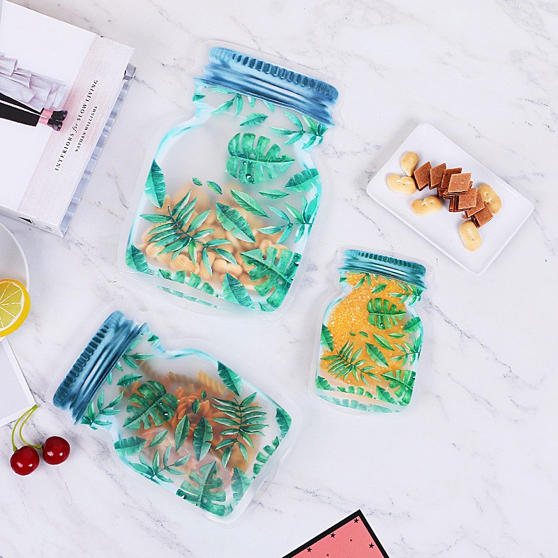 Hot Sale/Reusable Mason Jar Portable Zipper Bags/Kulkas Organizer Makanan Snack Kedap Udara Seal Food Bag/Travel Camping Ziplock Bag Untuk Permen Biskuit Bumbu Organizer