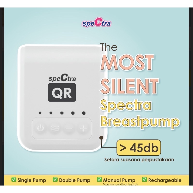 NEW PROMO Launching Extra BONUS!! Spectra QR Pompa Asi Elektrik Double Breast Pump Batrai Tanam Rechargable 4 Warna