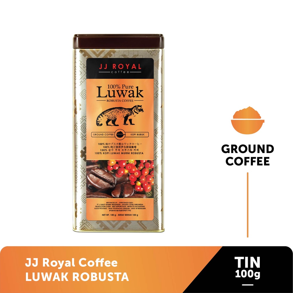 

JJ Royal Coffee 100% pure Luwak Ground (Kopi Bubuk) Tin 100g