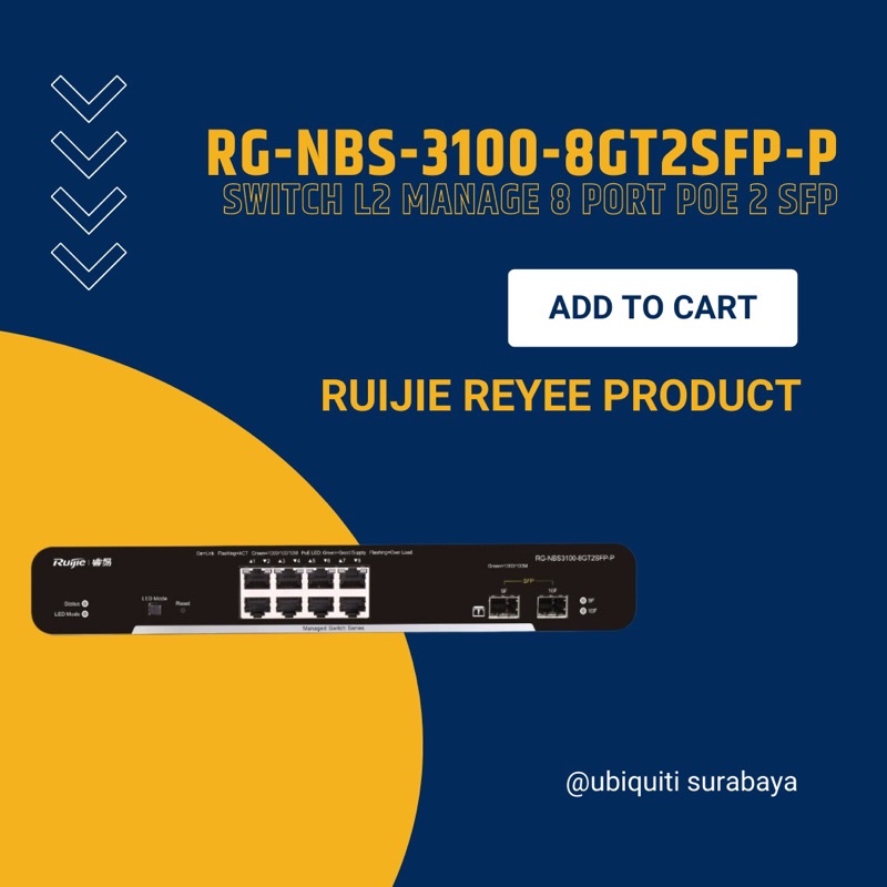 RUIJIE REYEE RG-NBS3100-8GT2SFP-P 8 Port Gigabit Managed PoE L2 Cloud Switch Hub