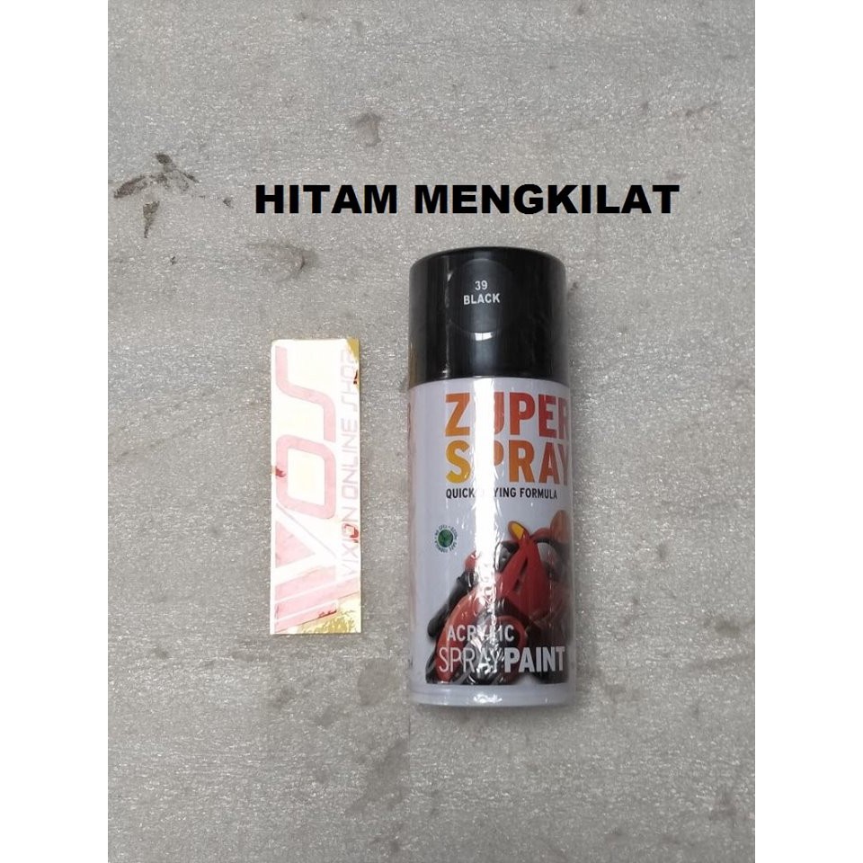 CAT KALENG SEMPROT PYLOK MERK ZUPER SPRAY 150CC HITAM MENGKILAT