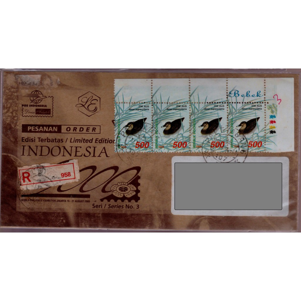

Perangko Filateli A3-45 Indonesia Registered Cover 13.11.1999 To Palembang