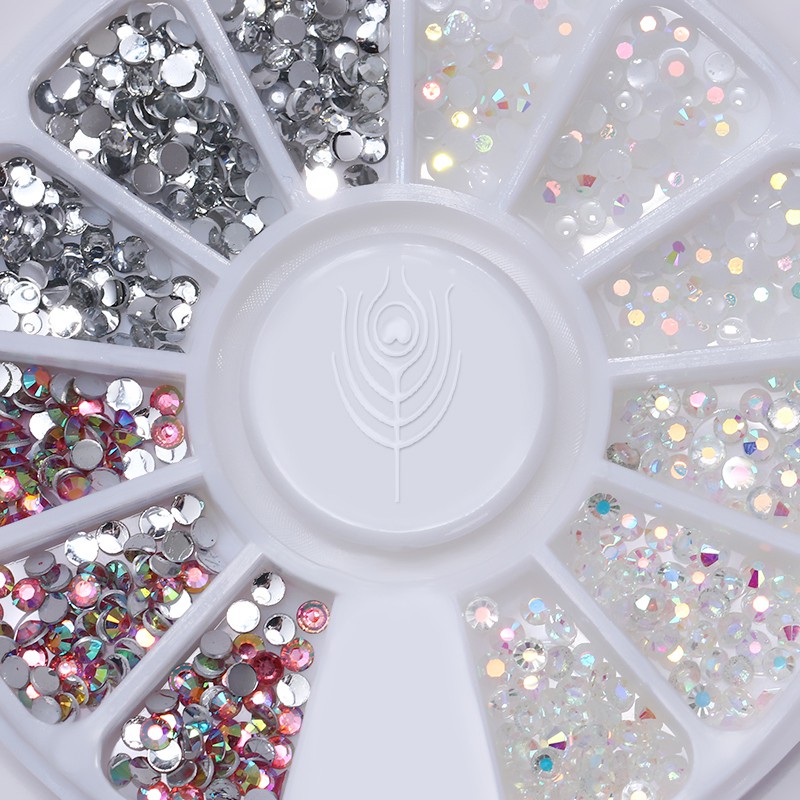 1 Kotak Berlian Imitasi 3D Warna-Warni Untuk Dekorasi Manicure