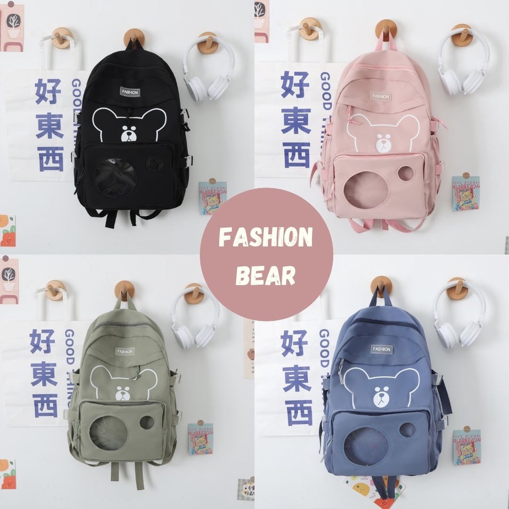 Tas Sekolah Anak Perempuan Tas Ransel Wanita Cewek Tas Ransel Backpack Wanita Model Korea Impor Murah-Fashion Bear