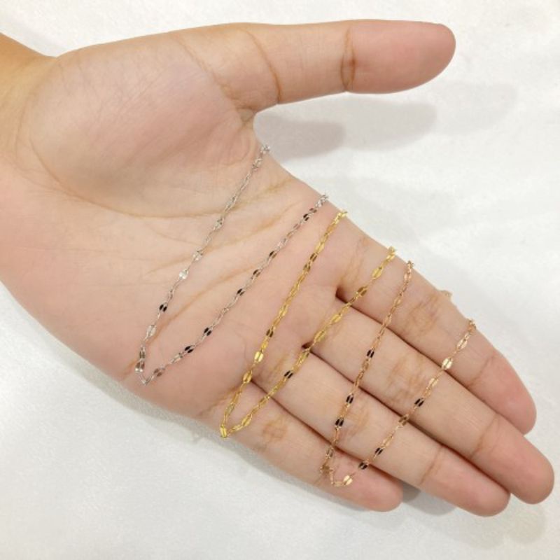 Kalung Anak Perempuan Titanium Polos Model Pecah kopi Asesoris Perhiasan Emas Imitasi 18K stainless