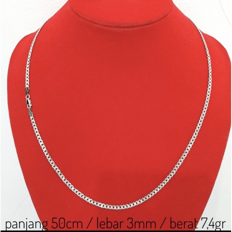 Kalung sisik naga ukir kalung sisik naga perak 925 lapis emas putih 50cm