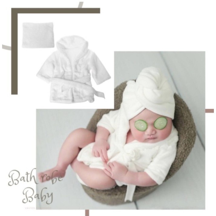 Kostum Handuk Bayi Baru Lahir Fotografi Newborn (1 Set Handuk + Jubah Mandi Bayi) untuk Foto