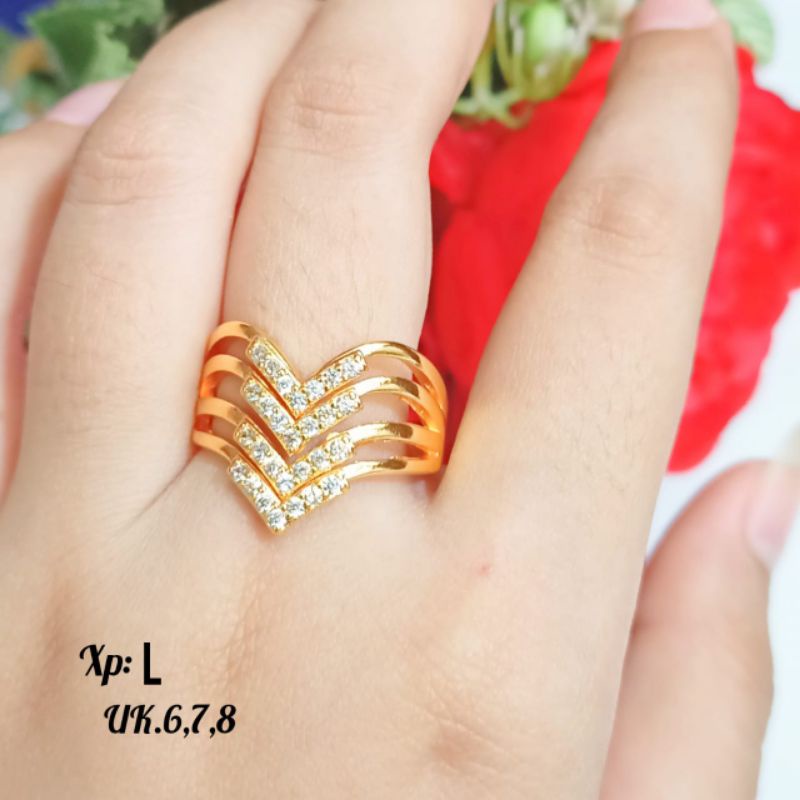 Cincin Dewasa permata Gold&amp;Silver perhiasan emas Korea, unik dan tidak karat *COD*