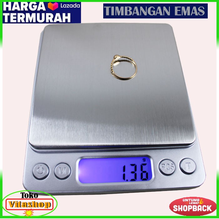 Timbangan Emas Digital 500g/0.01g Scale Alat Timbang Permata Silver