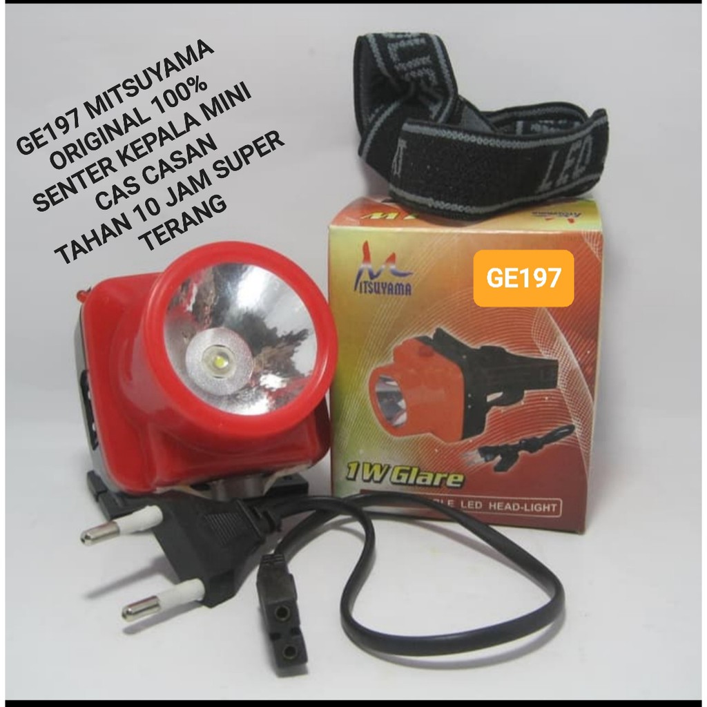 GE197 headlamp senter kepala pala lampu led lamp cas casan baterai putih sinar cahaya terang charge
