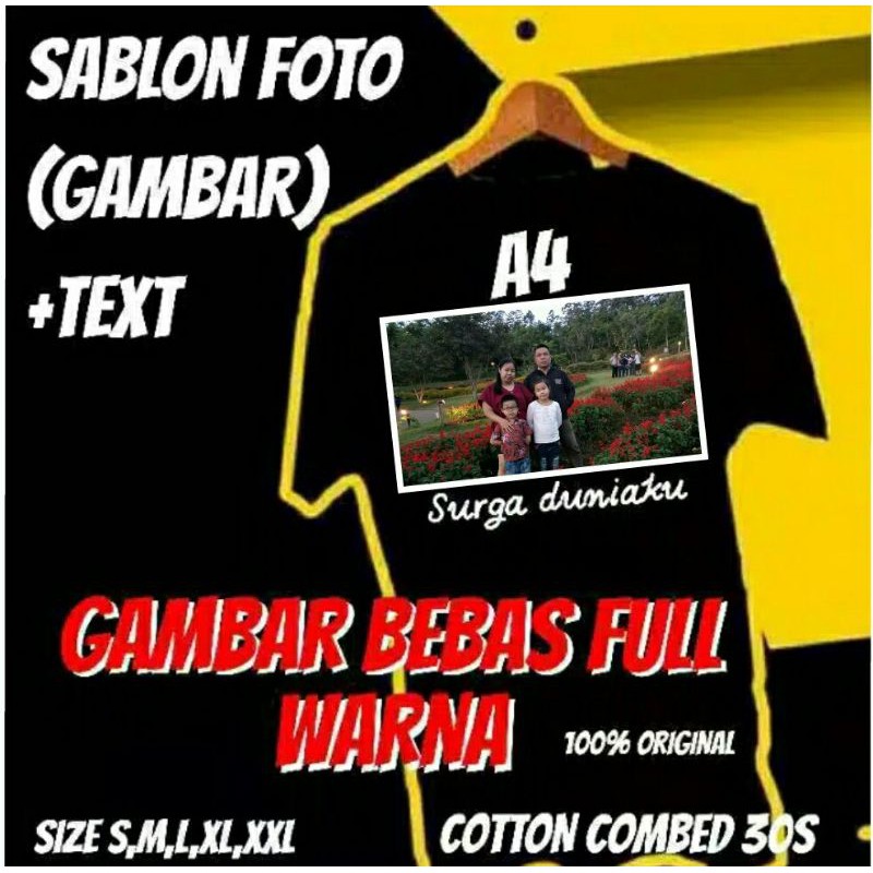 SABLON KAOS WANITA PRIA COSTUME DESAIN SUKA SUKA  SENDIRI FOTO GAMBAR TULISAN DAN LAIN2