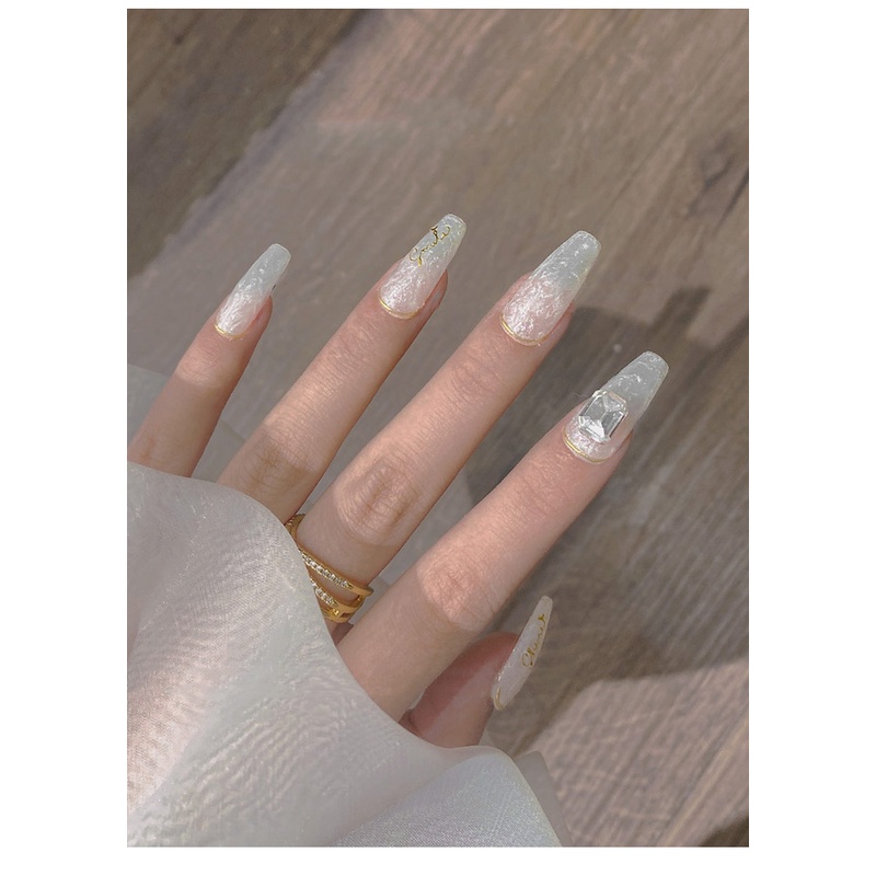 Mutiara perak batu marmer gel polish kutek mutiara rusak putih kutek gel mutiara Nail Art Diy