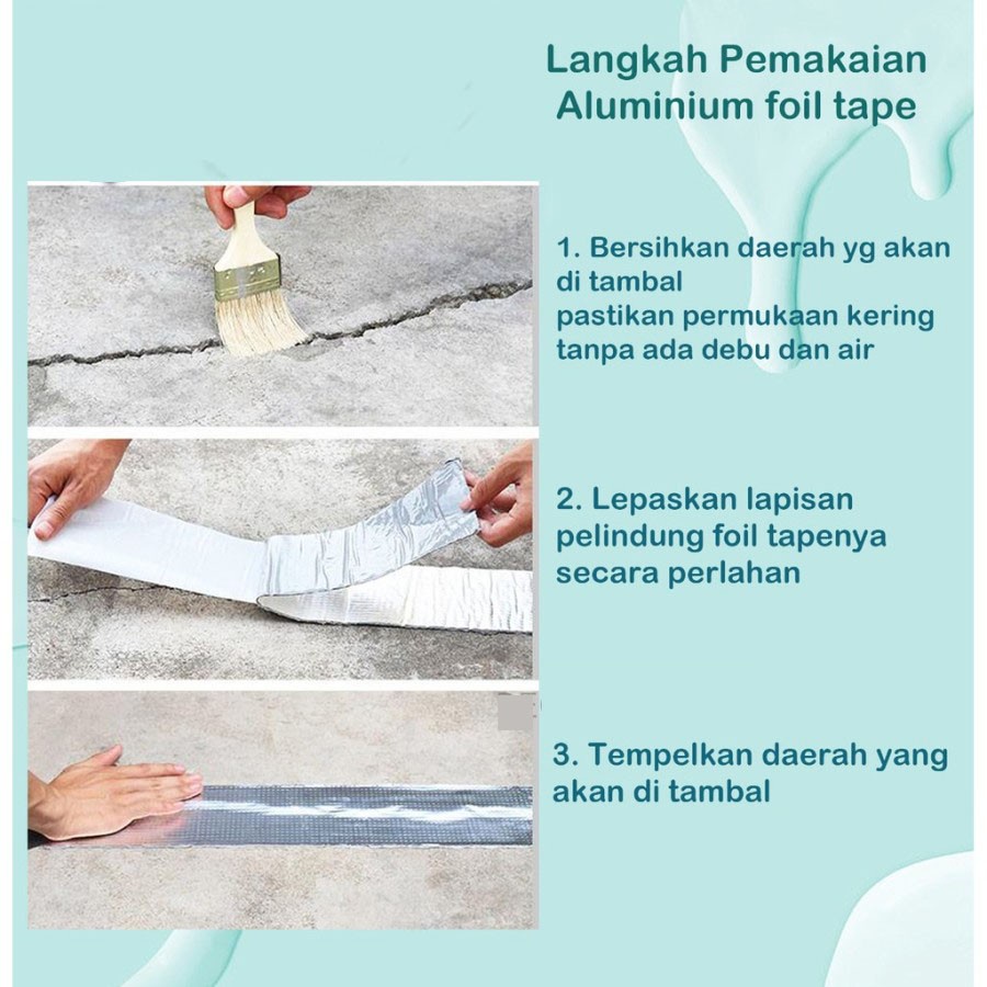 Trend-Lakban Anti Bocor Anti Air Aluminium Foil Butyl Super Waterproof Tape 5mx5cm