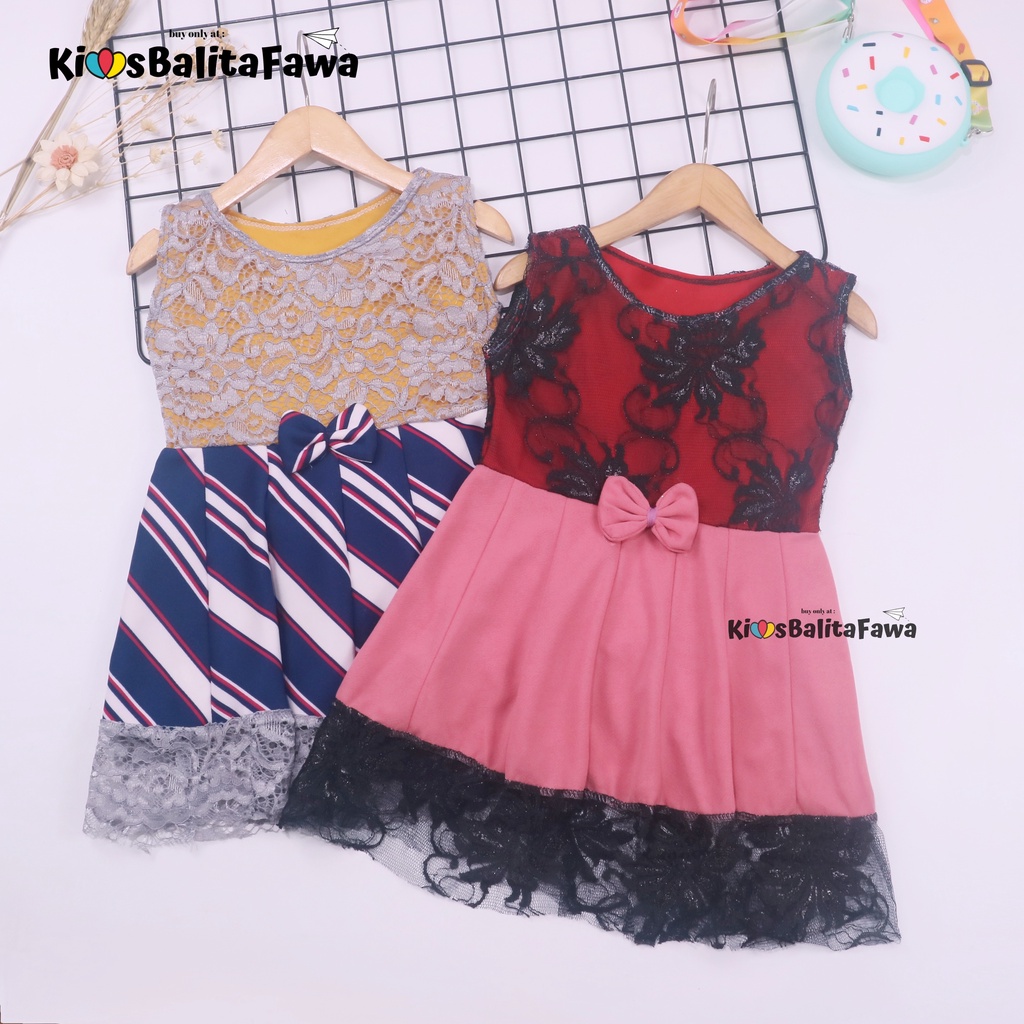 Dress Zulfa uk 1-2 Tahun / Dres Brokat Anak Perempuan Pakaian Cewek Import Baju Brukat Balita