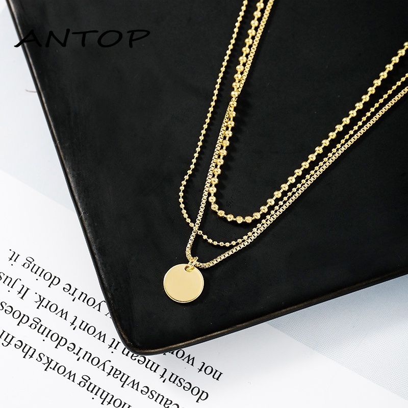 Korea Fashion Multilayer Liontin Kalung Wanita Emas Choker Perhiasan Aksesoris ANTOP