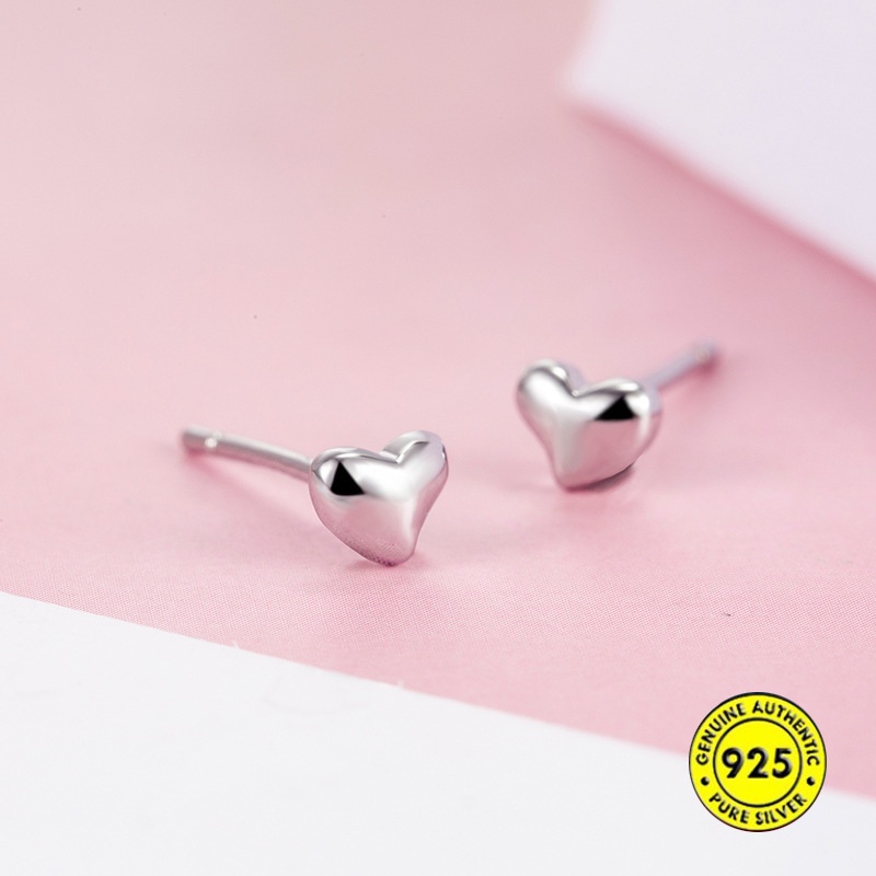 Anting Stud Mini Bahan Sterling Silver Bentuk Hati Untuk Wanita