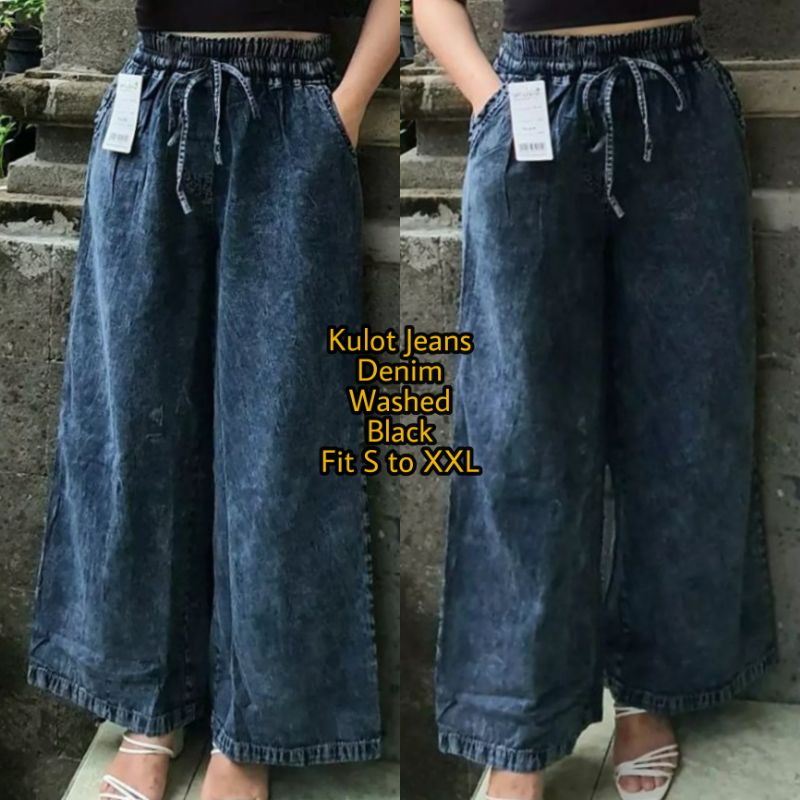 Kulot Jeans Washed Denim / Jeans Wanita / Jeans Cewek / Kulot Jeans / Jeans Kulot / Jeans Denim / Celana Kulot wanita