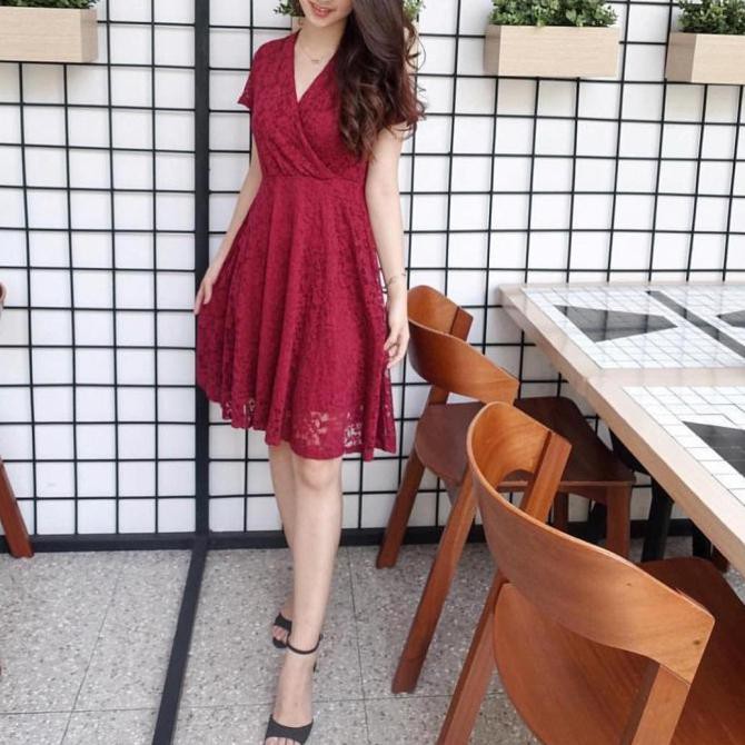 ZVIC MINI DRESS BRUKAT LAPIS FURING MAROON - MULTICOLOR, XS 6AV8