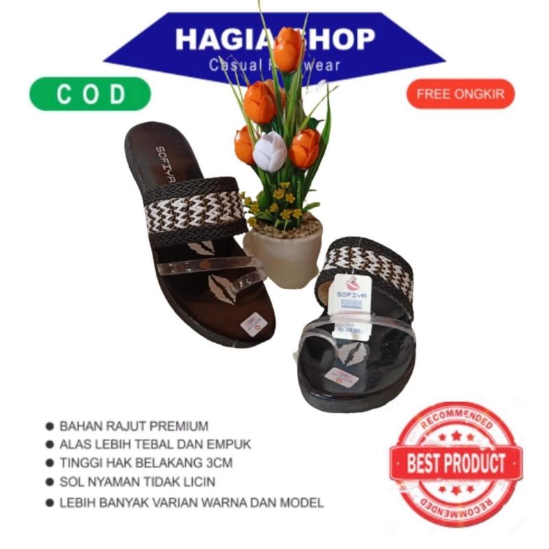 sandal flat sofiya rajut import jelly