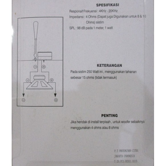Tweeter Twiter AIRROW Kualitas Spesial Model Bulat HL006A Super High Frequency 250 Watt